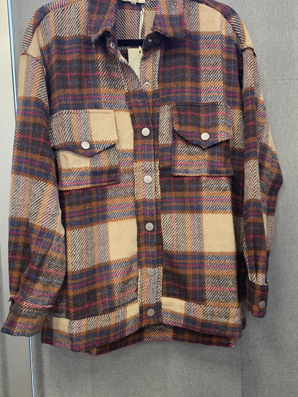 Plaid Utility Shacket in Mustard & Brown - Gigio - Picture 2 of 7